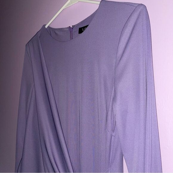NEW Ralph Lauren Size 6 Dress Midi Lilac Purple Wrap Front 3/4 Sleeve High Neck - Picture 2 of 9